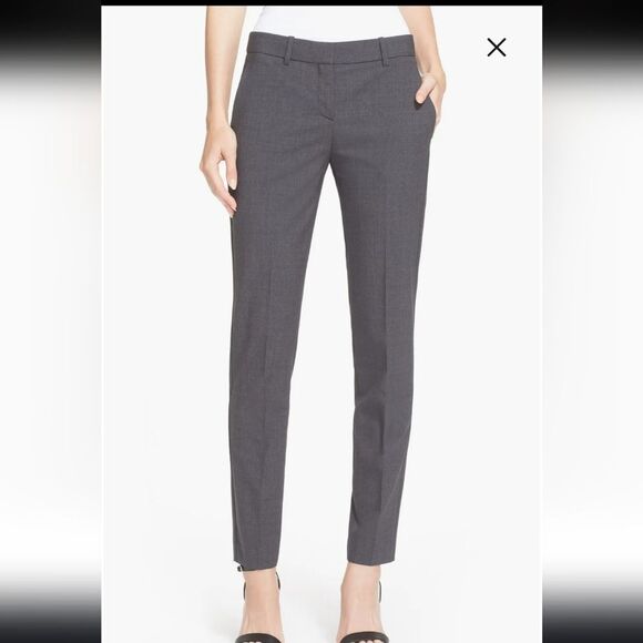 Theory Testra 2B Wool Straight Leg Pants In Black - Picture 1 of 10